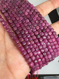 Natural Ruby 4mm Faceted Box Beads - Natural Gemstone Beads-  15 inch  length