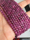 Natural Ruby 4mm Faceted Box Beads - Natural Gemstone Beads- 15 inch length