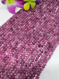 Natural Ruby 3mm Faceted Round Beads - Natural Gemstone Beads- 15 inch length