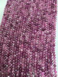 Natural Ruby 3mm Faceted Round Beads - Natural Gemstone Beads- 15 inch length