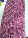 Natural Ruby 3mm Faceted Round Beads - Natural Gemstone Beads- 15 inch length