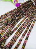 Tourmaline faceted 4MM Heishi Roundel, Top quality 15" Strand, Natural Multi tourmaline faceted beads , origin Madagascar