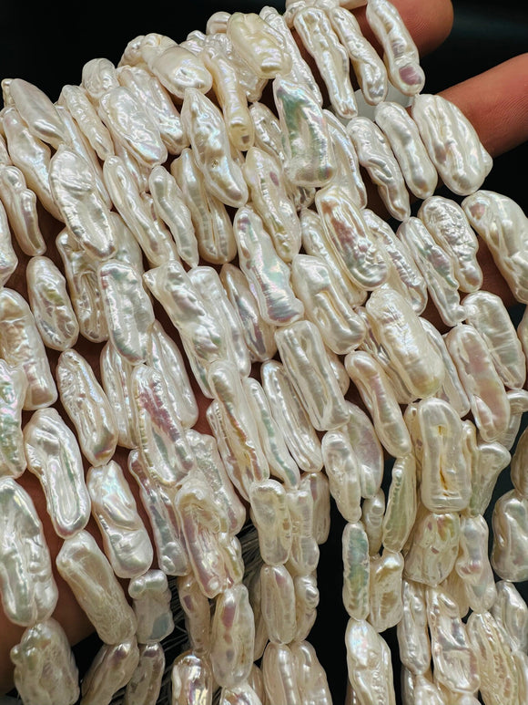 Pearl Long Strip Beads 8 x 24-26 mm  Size AAA Quality - Natural Freshwater Pearl Beads -  Length 40 cm