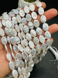 Pearl Oval  Beads 10x14 mm  Size AAA Quality - Natural Freshwater Pearl Beads -  Length 40 cm