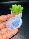 Moonstone Cabochon Code E1 5 - 49X33 MM Size - 133.50 cts Weight AAA Quality - Blue Flash Natural Rainbow Moonstone Cabochon
