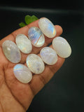 Moonstone Cabochon Code E17- E24 - AAA Quality - Blue Flash Natural Rainbow Moonstone Cabochon - Origin India