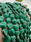 Malachite Heart Shape Beads • Size 12 mm • Length 40 cm - AAA Quality • Natural Malachite Beads