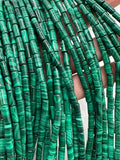 Malachite Tube Beads • 4x9 mm / 4x13 mm Size • Length 40 cm - AAA Quality • Natural Malachite Cylinder Beads- Malachite Barrel Beads