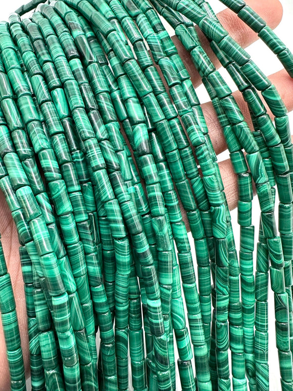 Malachite Tube Beads • 4x9 mm / 4x13 mm Size • Length  40 cm - AAA Quality • Natural Malachite Cylinder Beads- Malachite Barrel Beads