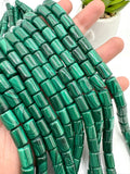 Malachite Tube Beads • 8X12 mm Size • Length 40 cm - AAA Quality • Natural Malachite Cylinder Beads- Malachite Barrel Beads
