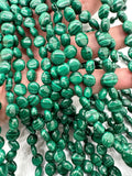 Malachite Coin Beads • 8 mm Size • Length  40 cm - AAA Quality • Natural Malachite Beads