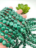 Malachite Coin Beads • 10 mm Size • Length 40 cm - AAA Quality • Natural Malachite Beads