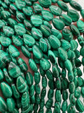 Malachite Tear Drop Beads • 8x12 mm Size • Length  40 cm - AAA Quality • Natural Malachite Pear Beads