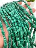 Malachite Rectangle Beads • 6x8 mm Size • Length 40 cm - AAA Quality • Natural Malachite Beads