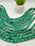 Malachite Rectangle Beads • 10X14 mm Size • Length 40 cm - AAA Quality • Natural Malachite Beads