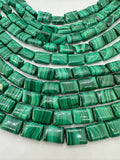 Malachite Rectangle Beads • 10X14 mm Size • Length 40 cm - AAA Quality • Natural Malachite Beads