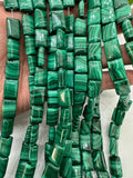 Malachite Rectangle Beads • 10X14 mm Size • Length 40 cm - AAA Quality • Natural Malachite Beads