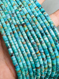 Turquoise Heishi 4MM Beads ,Genuine Stone , Length in 16 Inch ,green Turquoise Heishi Beads, Quality AAA