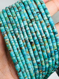 Turquoise Heishi 4MM  Beads ,Genuine Stone , Length in 16 Inch ,green Turquoise Heishi Beads, Quality AAA