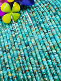 Turquoise Heishi 4MM  Beads ,Genuine Stone , Length in 16 Inch ,green Turquoise Heishi Beads, Quality AAA