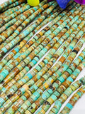 Turquoise Heishi 4MM  Beads ,Genuine Stone , Length in 16 Inch ,green Turquoise Heishi Beads, Quality AA