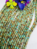 Turquoise Heishi 4MM Beads ,Genuine Stone , Length in 16 Inch ,green Turquoise Heishi Beads, Quality AA