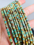 Turquoise Heishi 4MM Beads ,Genuine Stone , Length in 16 Inch ,green Turquoise Heishi Beads, Quality AA