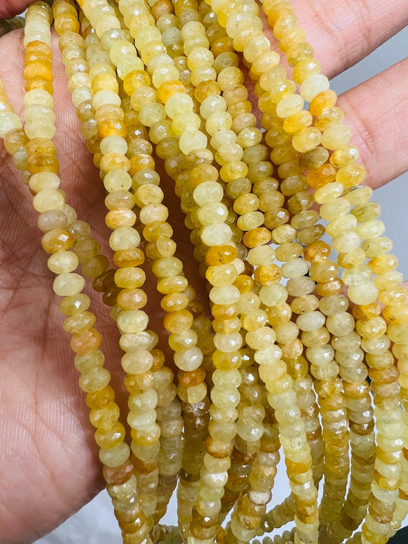 Yellow Sapphire 5-8MM Faceted Roundel, AAA Quality , 16 Inch Strand , Natural Yellow sapphire gemstone . precious stone beads