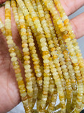 Yellow Sapphire 4MM Faceted Roundel, AAA Quality , 16 Inch Strand , Natural Yellow sapphire gemstone . precious stone beads