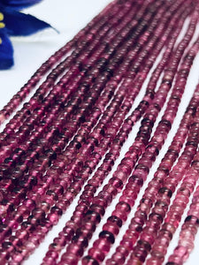 Pink Tourmaline 3.5 MM Roundel beads. Fine quality beads , Length 15 Inch, Genuine Pink tourmaline beads, Rubellite roundel.