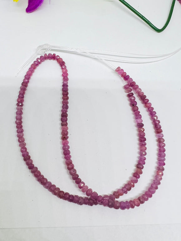 Pink Sapphire 4MM Faceted Roundel, AAA Quality, 16 Inch Strand , Natural Pink sapphire gemstone . precious stone beads