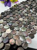 Black Mother of Pearl Coin Beads • 12 mm Size • 40 cm length • AAA Quality • Natural Black Mother of Pearl Doublet coin Beads