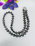 Black Mother of Pearl Flower Carving Beads • 8 mm Size • 40 cm length • Natural Black Mother of Pearl Necklace with clasp. Can Customize