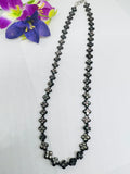 Black Mother of Pearl Flower Carving Beads • 8 mm Size • 40 cm length • Natural Black Mother of Pearl Necklace with clasp. Can Customize