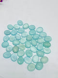 Chalcedony 7X9 MM Oval Cabs, Pack of 6 Pcs.- Chalcedony Cabochons, gemstone cabs. Aqua Chalcedony, heat treatment