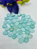 Chalcedony 7X9 MM Oval Cabs, Pack of 6 Pcs.- Chalcedony Cabochons, gemstone cabs. Aqua Chalcedony, heat treatment