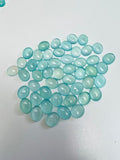 Chalcedony 7X9 MM Oval Cabs, Pack of 6 Pcs.- Chalcedony Cabochons, gemstone cabs. Aqua Chalcedony, heat treatment