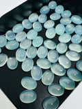 Chalcedony 6X8 MM Oval Cabs, Pack of 6 Pcs.- Chalcedony Cabochons, gemstone cabs. Aqua Chalcedony, heat treatment