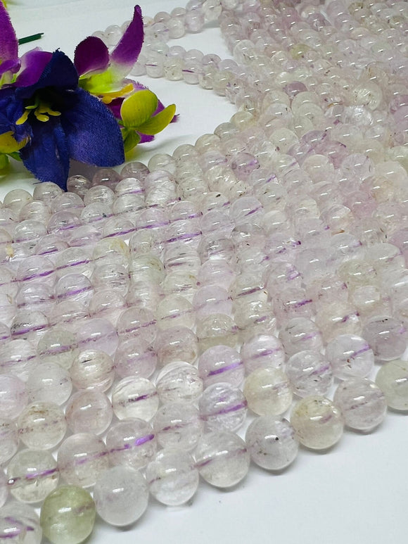 Kunzite 8mm Round Beads- 40 cm Length - AAAA Quality - Natural Kunzite Beads- kunzite Gemstone Beads- Transparent Quality Beads