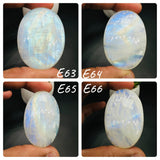 Moonstone Cabochon Code E63- E66 - AAA Quality - Blue Flash Natural Rainbow Moonstone Cabochon - Origin India