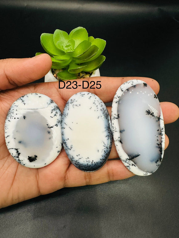 Dendritic Opal Cabochon • Code D23- D25 • AAA Quality • Natural Dendritic Opal Cabs • Dendritic Opal Pendant • Origin Turkey