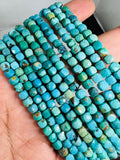 Turquoise 4MM Faceted box shape, genuine Turquoise beads, Length 16" , Natural Turquoise