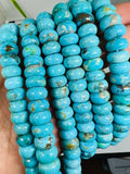 Turquoise Roundel Beads 10 mm Size - Top genuine Turquoise beads, Length 16" Grade AAA, Natural Gemstone from Sleeping beauty Mine