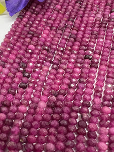 Natural Ruby 4X3mm Faceted Roundel Beads - Natural Gemstone Beads-  15 inch  length