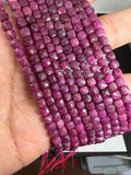 Natural Ruby 4mm Faceted Box Beads - Natural Gemstone Beads- 15 inch length