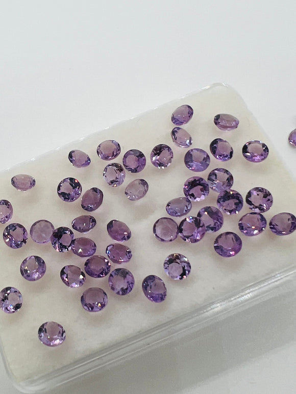 Pink Amethyst 3MM Round cut stone Pack of 6 Pc - Natural Amethyst loose Stones - Amethyst Faceted round shape