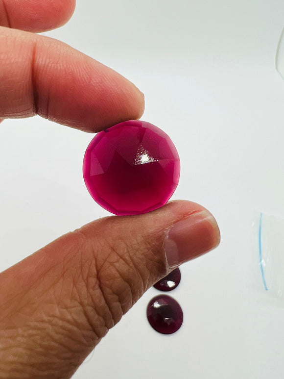 20MM Garnet  Rose Cut - Pack of 1 Pcs  Garnet Faceted Flat Polki -  AAA Quality- Best for Jewelry making- One Side Cutting and one side flat