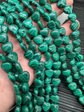 Malachite Heart Shape Beads • Size 10 mm • Length 40 cm - AAA Quality • Natural Malachite Beads
