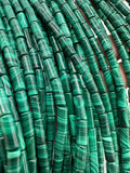 Malachite Tube Beads • 4x9 mm / 4x13 mm Size • Length 40 cm - AAA Quality • Natural Malachite Cylinder Beads- Malachite Barrel Beads