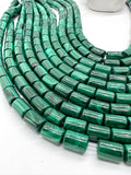 Malachite Tube Beads • 8X12 mm Size • Length 40 cm - AAA Quality • Natural Malachite Cylinder Beads- Malachite Barrel Beads